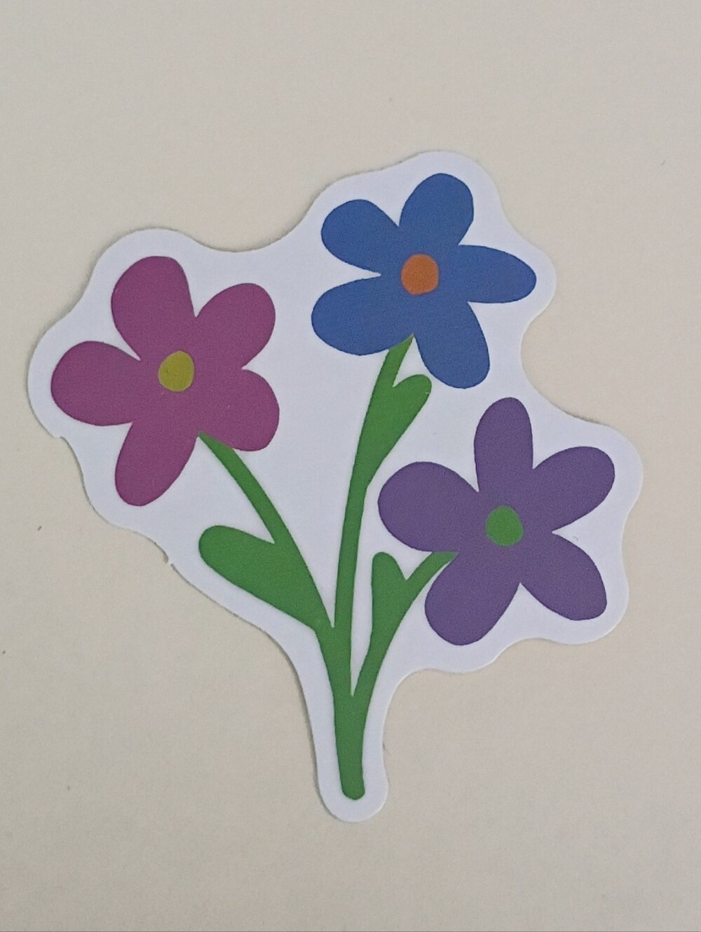 10/$10 Sticker - Daisy Flower Trio Dark Pink Blue And Purple